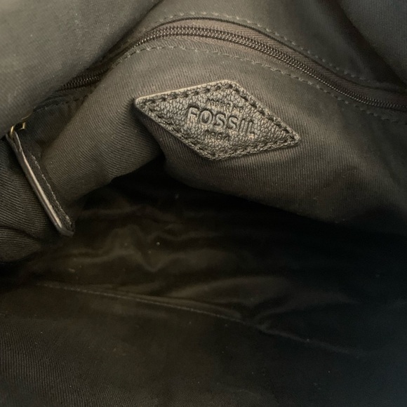 Fossil Becca Crossbody Satchel Bag Leather Black Brass crossbody Handbag - Picture 11 of 12